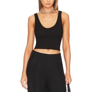 Enza Costa Black Cropped Scoop Tank Size M